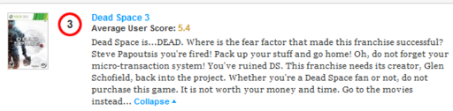 Пока еще не перерожденным не понравился Dead Space 3
