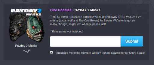 Цифровая дистрибуция - Раздача масок от Humble для PAYDAY 2. 